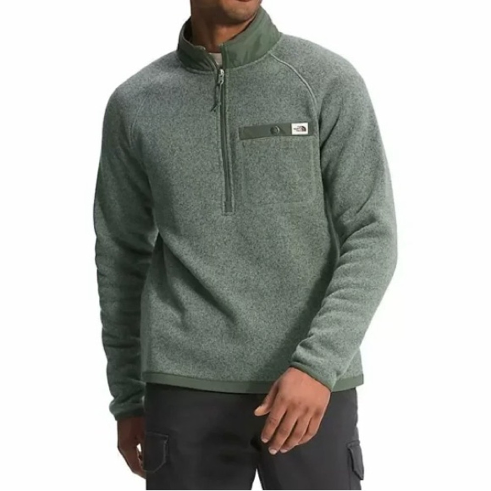 The North Face Mens Gordon Lyons 1/4 Zip Top Laurel Wreath Green Thyme Med. EUC
